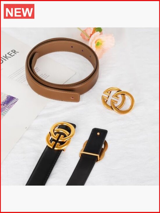 Classic Metal Buckle Faux Leather Belt for Jeans and Dresses